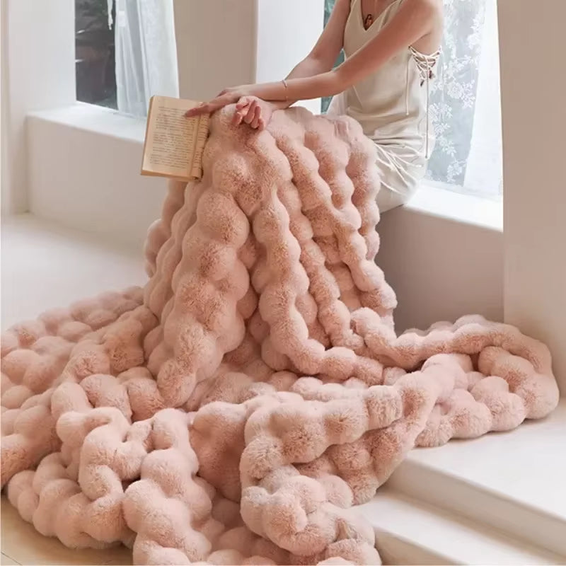 Winter Warm Faux Fur Blankets for Beds Luxury Super Soft Plush Blanket Sofa Cover Fluffy Throw Blanket Bedroom Couch Pillow Case