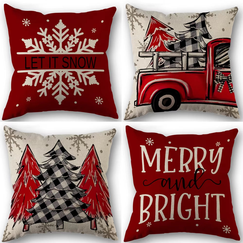 1Pc/4Pcs Vintage Fall Pillow Covers 18X18 Inch - Autumn Orange White Pumpkin Design for Christmas Thanksgiving