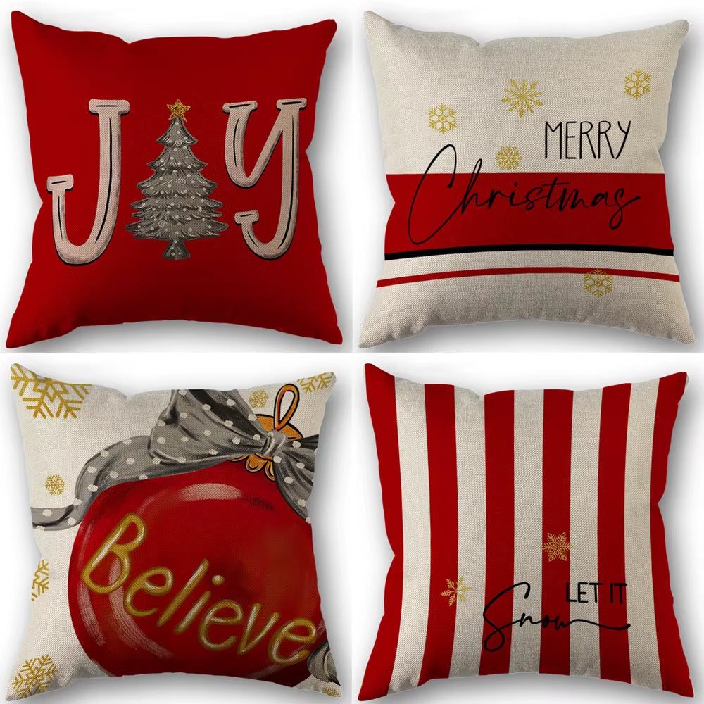 1Pc/4Pcs Vintage Fall Pillow Covers 18X18 Inch - Autumn Orange White Pumpkin Design for Christmas Thanksgiving