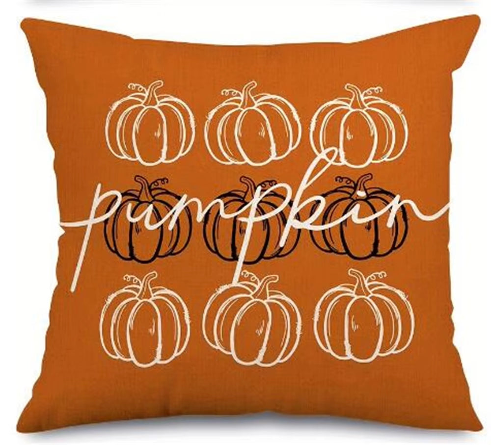 1Pc/4Pcs Vintage Fall Pillow Covers 18X18 Inch - Autumn Orange White Pumpkin Design for Christmas Thanksgiving
