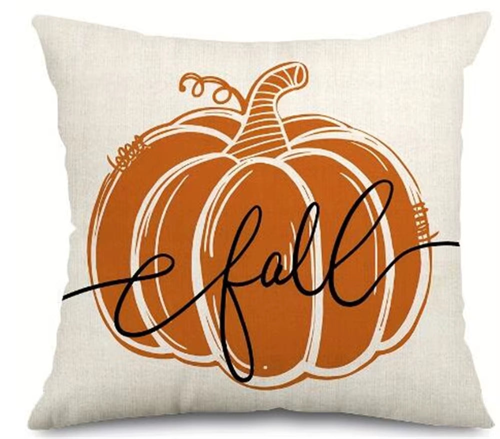 1Pc/4Pcs Vintage Fall Pillow Covers 18X18 Inch - Autumn Orange White Pumpkin Design for Christmas Thanksgiving