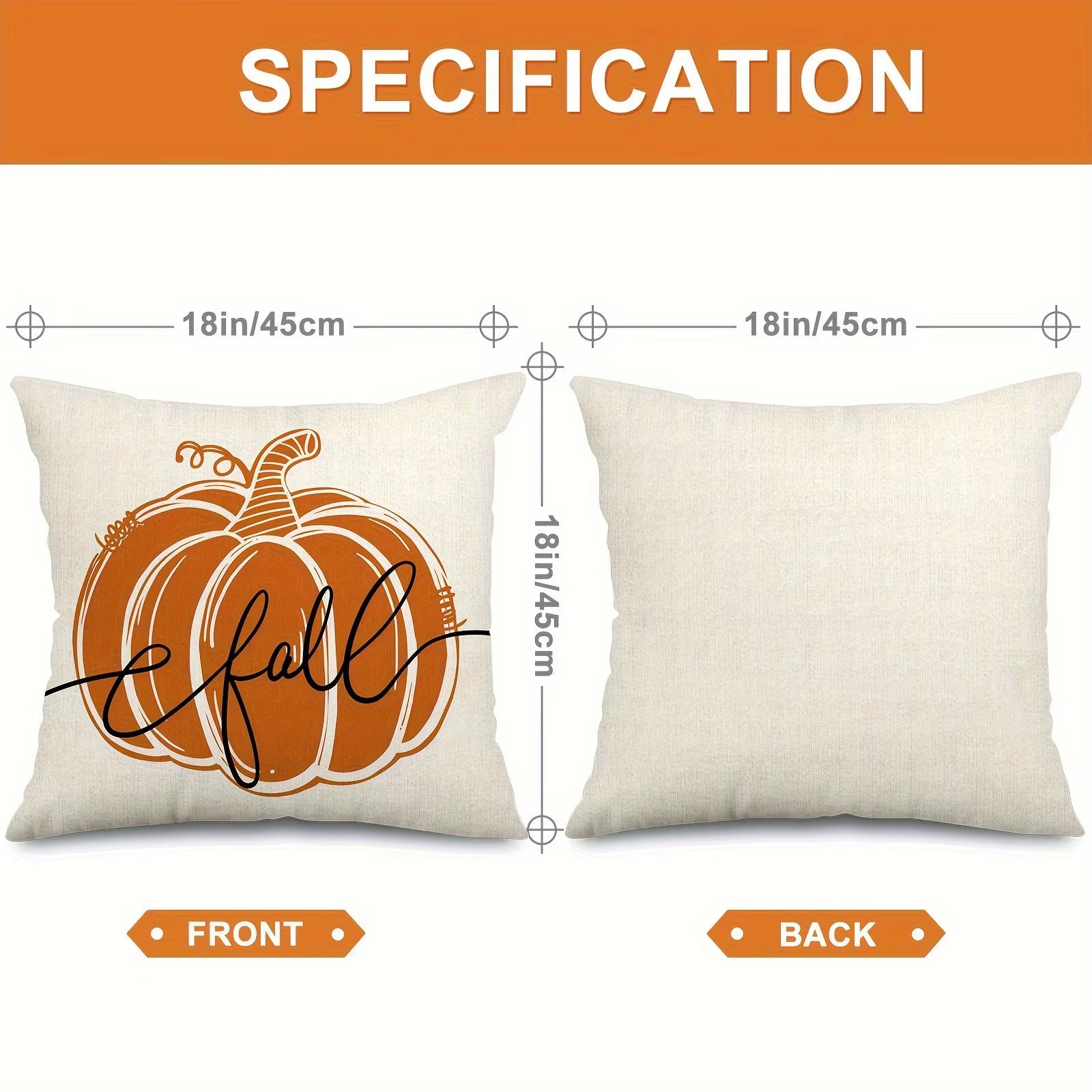 1Pc/4Pcs Vintage Fall Pillow Covers 18X18 Inch - Autumn Orange White Pumpkin Design for Christmas Thanksgiving