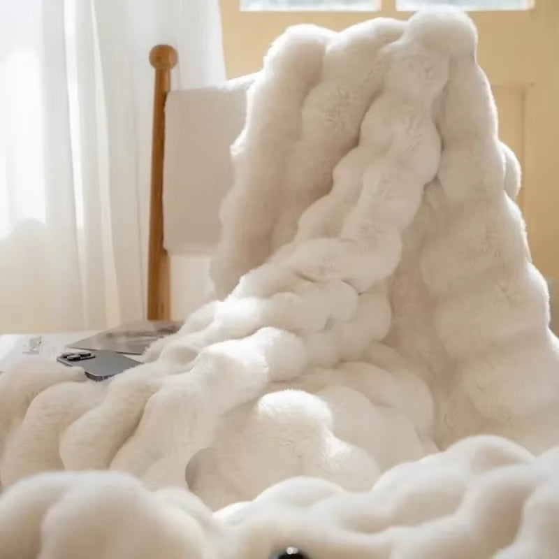 Winter Warm Faux Fur Blankets for Beds Luxury Super Soft Plush Blanket Sofa Cover Fluffy Throw Blanket Bedroom Couch Pillow Case