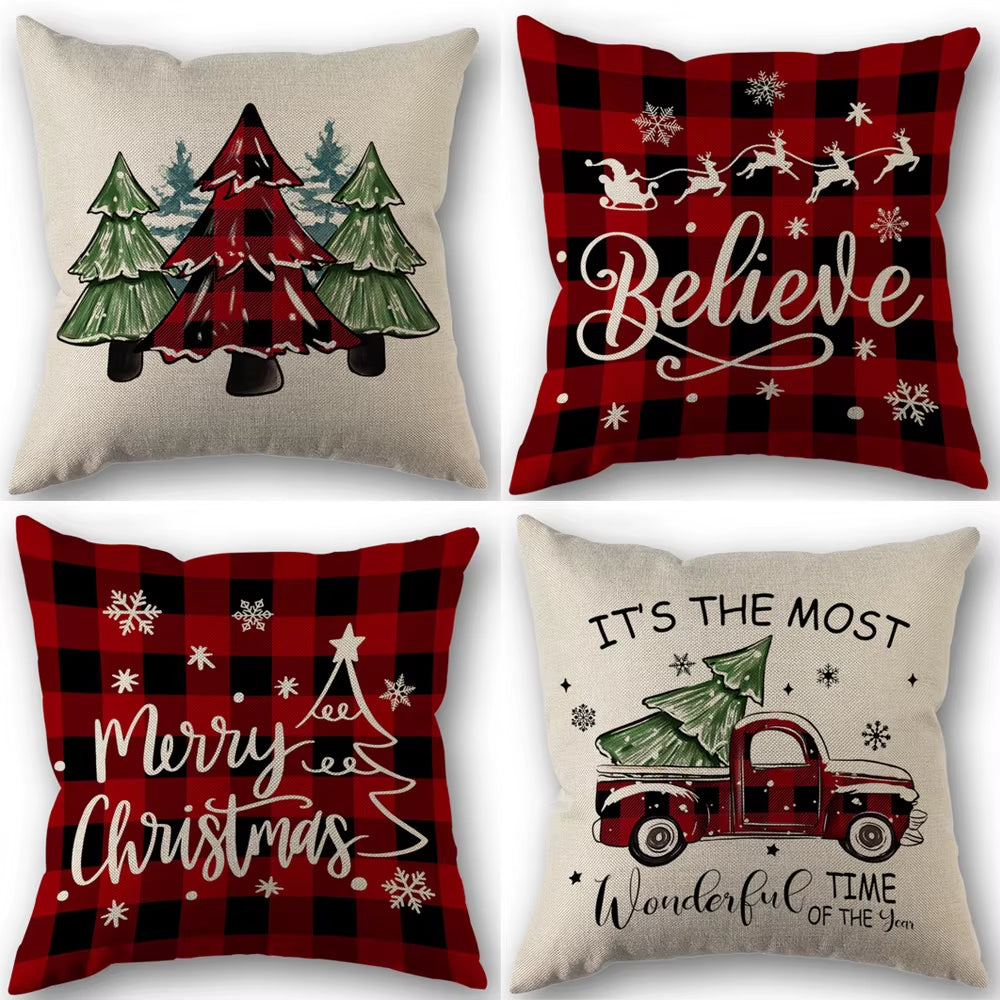 1Pc/4Pcs Vintage Fall Pillow Covers 18X18 Inch - Autumn Orange White Pumpkin Design for Christmas Thanksgiving