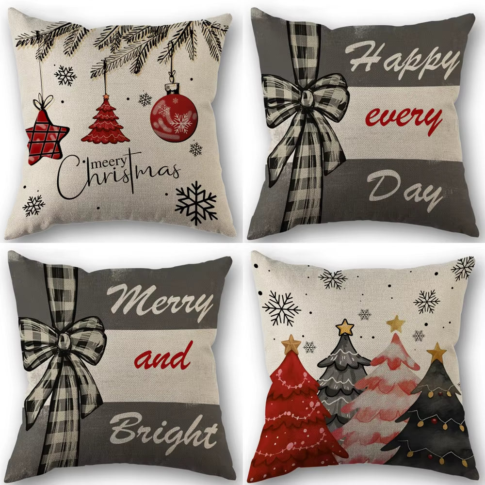1Pc/4Pcs Vintage Fall Pillow Covers 18X18 Inch - Autumn Orange White Pumpkin Design for Christmas Thanksgiving